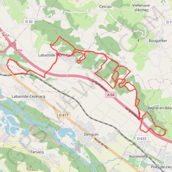 Itinéraire coteaux artix 02.05, distance, dénivelé, altitude, carte, profil, trace GPS