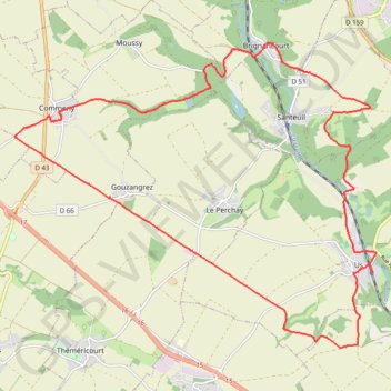 Itinéraire Dans le Vexin sur la Chaussée de César, distance, dénivelé, altitude, carte, profil, trace GPS