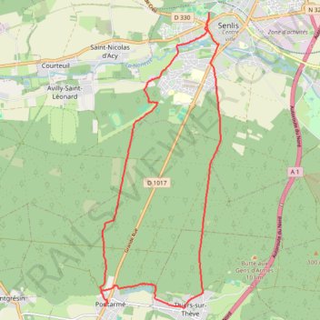 Itinéraire Châteaux de Thiers-sur-Thève et Pontarmé en boucle depuis Senlis, distance, dénivelé, altitude, carte, profil, trace GPS