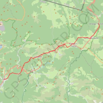 Itinéraire Roncevaux - Zubiri, distance, dénivelé, altitude, carte, profil, trace GPS