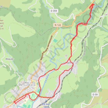 Itinéraire Vic sur Cere, distance, dénivelé, altitude, carte, profil, trace GPS