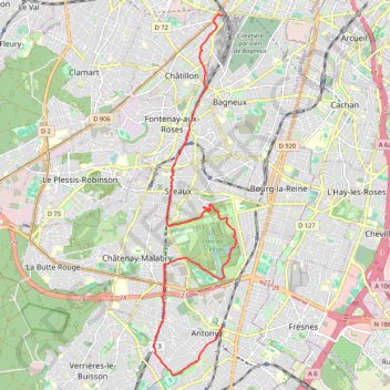 Itinéraire La Coulée Verte de Antony à Châtillon Montrouge, distance, dénivelé, altitude, carte, profil, trace GPS