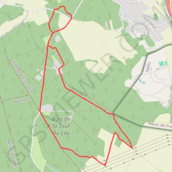 Itinéraire Bois de la Tour du Lay - Renouval-Ronquerolles, distance, dénivelé, altitude, carte, profil, trace GPS