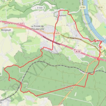 Itinéraire Rando La Bouille - Forêt de Brotonne, distance, dénivelé, altitude, carte, profil, trace GPS