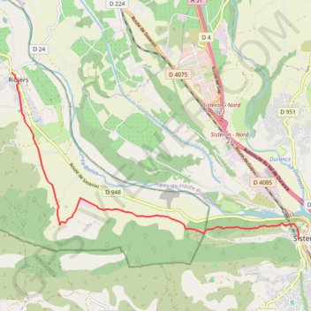 Itinéraire Ribiers - Sisteron, distance, dénivelé, altitude, carte, profil, trace GPS