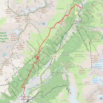 Itinéraire Tré-le-Champ - Chamonix, distance, dénivelé, altitude, carte, profil, trace GPS