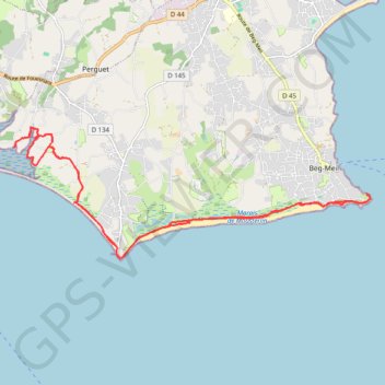 Itinéraire Vers Beg Meil via la pointe de Mousterlin, distance, dénivelé, altitude, carte, profil, trace GPS