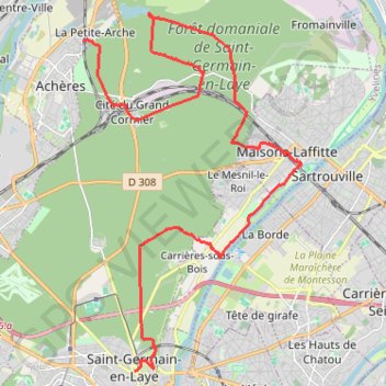 Itinéraire D'Achéres à Saint Germain en Laye, distance, dénivelé, altitude, carte, profil, trace GPS