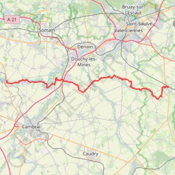 Itinéraire GR121C De Aubigny-au-Bac à Le Quesnoy (Nord), distance, dénivelé, altitude, carte, profil, trace GPS