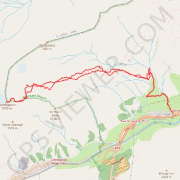 Itinéraire Chilchalphorn, distance, dénivelé, altitude, carte, profil, trace GPS