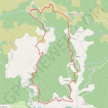 Itinéraire Circuit des Lauzes à Saint-Mélany, distance, dénivelé, altitude, carte, profil, trace GPS