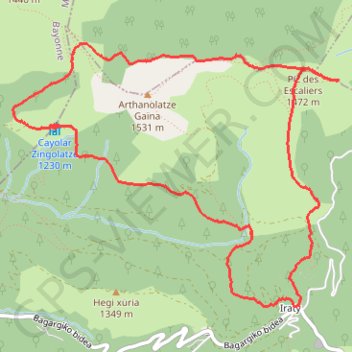 Itinéraire Pic des ESCALIERS et randonnée Col de Burquidoy et Cihigolatze, distance, dénivelé, altitude, carte, profil, trace GPS