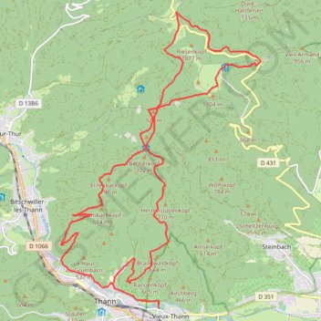 Itinéraire Molkenrain, distance, dénivelé, altitude, carte, profil, trace GPS