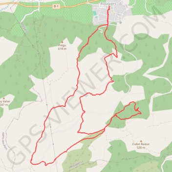 Itinéraire Rougiers-Vallon de la Guillandiere, les trois fontaines, distance, dénivelé, altitude, carte, profil, trace GPS