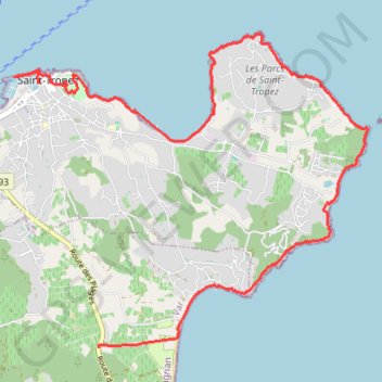 Itinéraire 5ème étape de la traversée du massif des Maures jusqu'à Saint Tropez, distance, dénivelé, altitude, carte, profil, trace GPS