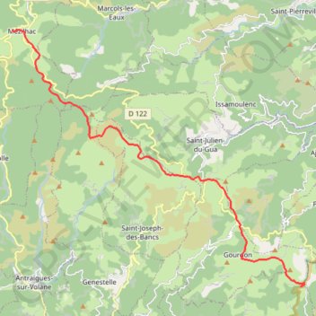 Itinéraire Mézilhac - Col de l'Escrinet, distance, dénivelé, altitude, carte, profil, trace GPS