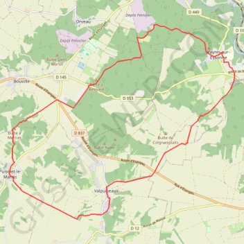 Itinéraire Valpuiseaux, distance, dénivelé, altitude, carte, profil, trace GPS