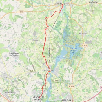Itinéraire Voie Pte St Mathieu - Nort/Erdre - La Chapelle/Er, distance, dénivelé, altitude, carte, profil, trace GPS