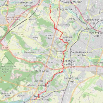 Itinéraire Chemin de Compostelle - du Pont de Saulx à Arpajon, distance, dénivelé, altitude, carte, profil, trace GPS