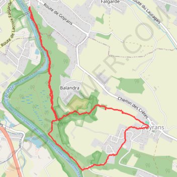 Itinéraire Lacroix-Falgarde - Goyrans, distance, dénivelé, altitude, carte, profil, trace GPS