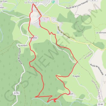Itinéraire Cascade de Bout - Saint-Priest-la-Prugne, distance, dénivelé, altitude, carte, profil, trace GPS