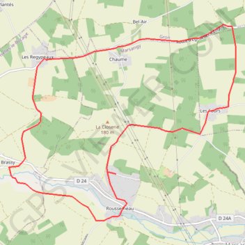 Itinéraire Autour de Roussemeau, distance, dénivelé, altitude, carte, profil, trace GPS