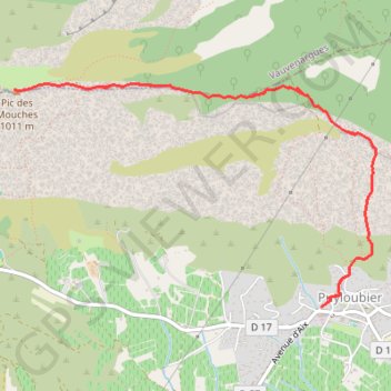 Itinéraire Puyloubier - Pic des Mouches, distance, dénivelé, altitude, carte, profil, trace GPS