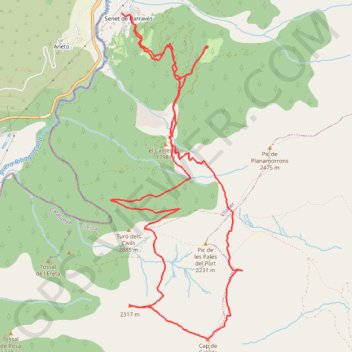 Itinéraire Cresta y pic de la Gelada, distance, dénivelé, altitude, carte, profil, trace GPS