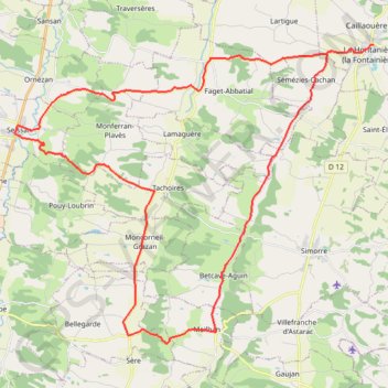Itinéraire Saramon, distance, dénivelé, altitude, carte, profil, trace GPS