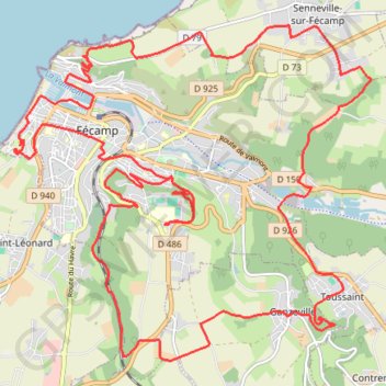 Itinéraire 🚴 Trace ,boucle des Pros de Fécamp, distance, dénivelé, altitude, carte, profil, trace GPS