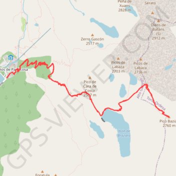 Itinéraire Pico Baciás desde el Balneario de Panticosa, distance, dénivelé, altitude, carte, profil, trace GPS