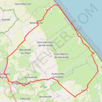 Itinéraire contre la montre sainte mère église, distance, dénivelé, altitude, carte, profil, trace GPS