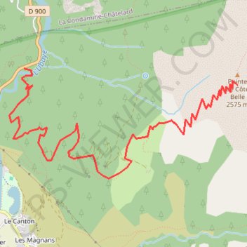 Itinéraire Pointe de Cote Belle, distance, dénivelé, altitude, carte, profil, trace GPS