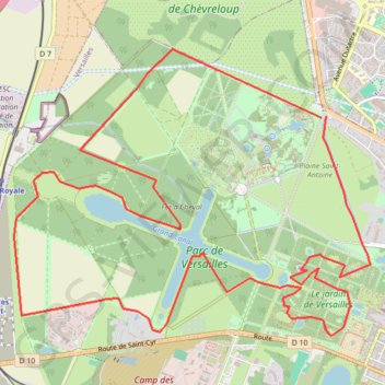 Itinéraire Parc du Château de Versailles, distance, dénivelé, altitude, carte, profil, trace GPS