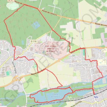 Itinéraire Egly - circuit de Bruyères le Chatel, distance, dénivelé, altitude, carte, profil, trace GPS