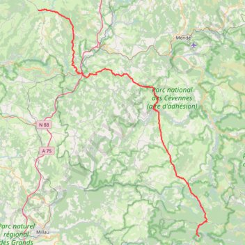 Itinéraire GR60 Du signal de Mailhebiau (Lozère-Aveyron) à l'Espérou (Gard), distance, dénivelé, altitude, carte, profil, trace GPS