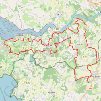Itinéraire Herbignac, distance, dénivelé, altitude, carte, profil, trace GPS