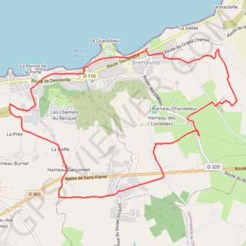 Itinéraire Bretteville-en-Saire (50110), distance, dénivelé, altitude, carte, profil, trace GPS