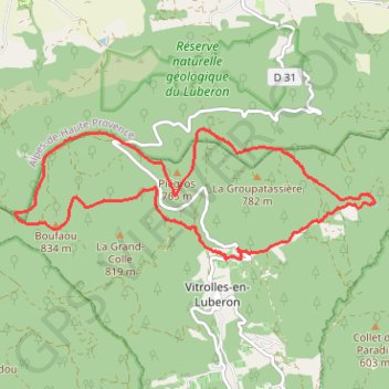 Itinéraire Vitrolles - Plan des Agasses, Piégros, distance, dénivelé, altitude, carte, profil, trace GPS
