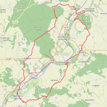 Itinéraire Circuit des 2 coteaux - Fréteval, distance, dénivelé, altitude, carte, profil, trace GPS