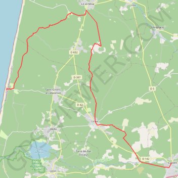 Itinéraire Castets to Saint-Girons Plage, distance, dénivelé, altitude, carte, profil, trace GPS