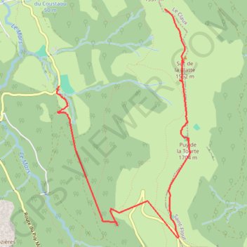 Itinéraire Puy de la tourte, distance, dénivelé, altitude, carte, profil, trace GPS