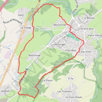 Itinéraire Autour de Vieugy, distance, dénivelé, altitude, carte, profil, trace GPS