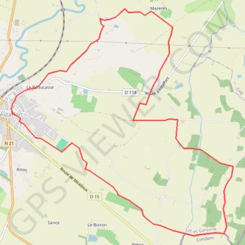 Itinéraire Rando Astaffort, distance, dénivelé, altitude, carte, profil, trace GPS