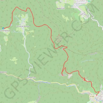 Itinéraire Du refuge du Shelmenkopf à Ribeauvillé avec passage à Notre-Dame de Dusenbach, distance, dénivelé, altitude, carte, profil, trace GPS