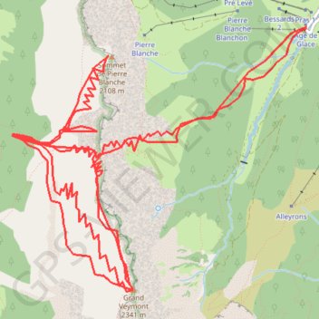 Itinéraire Grand Veymont Pierre Blanche, distance, dénivelé, altitude, carte, profil, trace GPS
