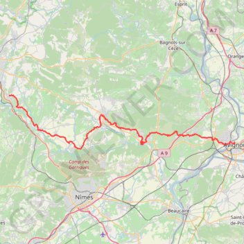 Itinéraire GR670 Chemin Urbain V. De Vézénobres (Gard) à Avignon (Vaucluse), distance, dénivelé, altitude, carte, profil, trace GPS