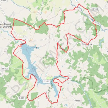 Itinéraire 9c_lacs_hte_charente, distance, dénivelé, altitude, carte, profil, trace GPS