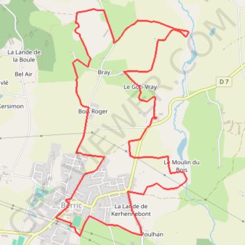 Itinéraire Circuit des Vertus à Berric, distance, dénivelé, altitude, carte, profil, trace GPS