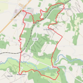 Itinéraire Suaux sentier les Vallées, distance, dénivelé, altitude, carte, profil, trace GPS